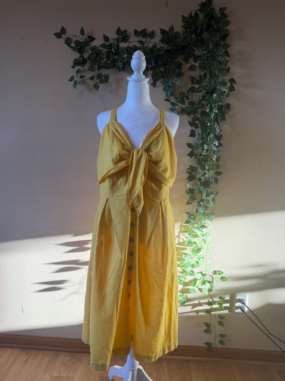 City Chic Mustard Tie-Front Midi Dress
